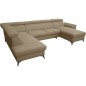 Canapé d'angle convertible en cuir italien de luxe 7/8 places WARINI avec coffre, beige, angle droit