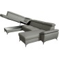 Canapé d'angle convertible en cuir italien de luxe 7/8 places WARINI avec coffre, gris clair, angle gauche