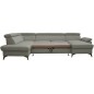 Canapé d'angle convertible en cuir italien de luxe 7/8 places WARINI avec coffre, gris clair, angle gauche