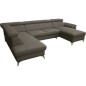 Canapé d'angle convertible en cuir italien de luxe 7/8 places WARINI avec coffre, taupe, angle gauche