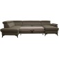 Canapé d'angle convertible en cuir italien de luxe 7/8 places WARINI avec coffre, taupe, angle gauche
