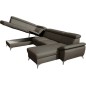 Canapé d'angle convertible en cuir italien de luxe 7/8 places WARINI avec coffre, taupe, angle gauche