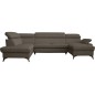 Canapé d'angle convertible en cuir italien de luxe 7/8 places WARINI avec coffre, taupe, angle gauche