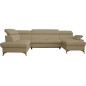 - Canapé d'angle convertible en cuir italien de luxe 7/8 places WARINI avec coffre, beige, angle gauche
