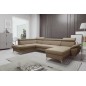 - Canapé d'angle convertible en cuir italien de luxe 7/8 places WARINI avec coffre, beige, angle gauche