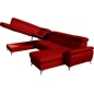 Canapé d'angle convertible en cuir italien de luxe 7/8 places WARINI avec coffre, rouge foncé, angle gauche Canapé d'angle convertible en cuir italien de luxe 7/8 places WARINI avec coffre, rouge foncé, angle gauche
