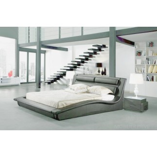 Lit en cuir italien de luxe SERENIS, gris foncé