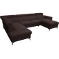 Canapé d'angle convertible en cuir italien de luxe 7/8 places WARINI avec coffre, chocolat, angle gauche