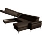 Canapé d'angle convertible en cuir italien de luxe 7/8 places WARINI avec coffre, chocolat, angle gauche