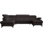 Canapé d'angle convertible en cuir italien de luxe 7/8 places WARINI avec coffre, noir, angle gauche