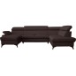 Canapé d'angle convertible en cuir italien de luxe 7/8 places WARINI avec coffre, chocolat, angle droit