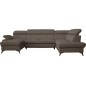 Canapé d'angle convertible en cuir italien de luxe 7/8 places WARINI avec coffre, taupe, angle droit