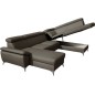 Canapé d'angle convertible en cuir italien de luxe 7/8 places WARINI avec coffre, taupe, angle droit