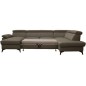 Canapé d'angle convertible en cuir italien de luxe 7/8 places WARINI avec coffre, taupe, angle droit