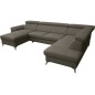 Canapé d'angle convertible en cuir italien de luxe 7/8 places WARINI avec coffre, taupe, angle droit