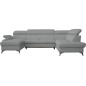 Canapé d'angle convertible en cuir italien de luxe 7/8 places WARINI avec coffre, gris clair, angle droit