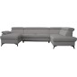 Canapé d'angle convertible en cuir italien de luxe 7/8 places WARINI avec coffre, gris clair, angle droit