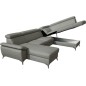 Canapé d'angle convertible en cuir italien de luxe 7/8 places WARINI avec coffre, gris clair, angle droit
