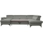 Canapé d'angle convertible en cuir italien de luxe 7/8 places WARINI avec coffre, gris clair, angle droit