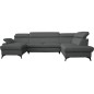 Canapé d'angle convertible en cuir italien de luxe 7/8 places WARINI avec coffre, gris foncé, angle droit