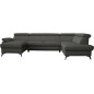 Canapé d'angle convertible en cuir italien de luxe 7/8 places WARINI avec coffre, gris foncé, angle droit