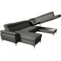 Canapé d'angle convertible en cuir italien de luxe 7/8 places WARINI avec coffre, gris foncé, angle droit