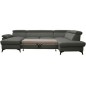 Canapé d'angle convertible en cuir italien de luxe 7/8 places WARINI avec coffre, gris foncé, angle droit