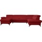 Canapé d'angle convertible en cuir italien de luxe 7/8 places WARINI avec coffre, rouge foncé, angle angle droit