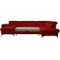 Canapé d'angle convertible en cuir italien de luxe 7/8 places WARINI avec coffre, rouge foncé, angle angle droit