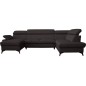 Canapé d'angle convertible en cuir italien de luxe 7/8 places WARINI avec coffre, noir, angle droit