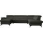Canapé d'angle convertible en cuir italien de luxe 7/8 places WARINI avec coffre, noir, angle droit