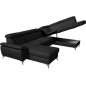 Canapé d'angle convertible en cuir italien de luxe 7/8 places WARINI avec coffre, noir, angle droit