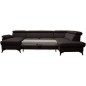 Canapé d'angle convertible en cuir italien de luxe 7/8 places WARINI avec coffre, noir, angle droit
