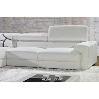 Canapé d'angle en cuir italien 5 places BONO, blanc, angle gauche
