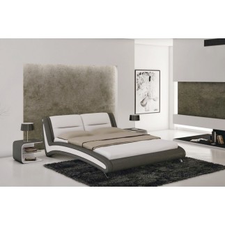 Lit en cuir italien de luxe NIGHTY, blanc / gris foncé