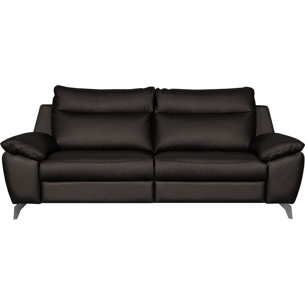 Canapé taille 3 places avec 2 relax en 100% tout cuir épais de luxe italien avec 2 relax électriques, PERINI, chocolat
