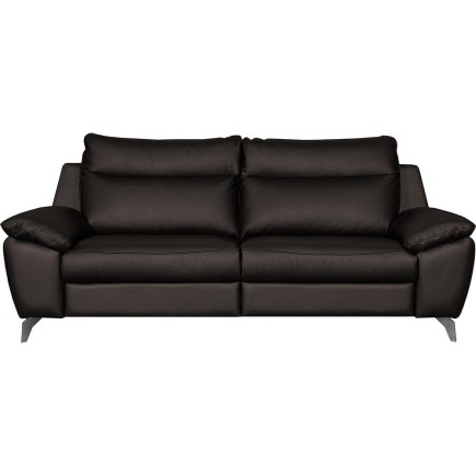 Canapé taille 3 places avec 2 relax en 100% tout cuir épais de luxe italien avec 2 relax électriques, PERINI, chocolat