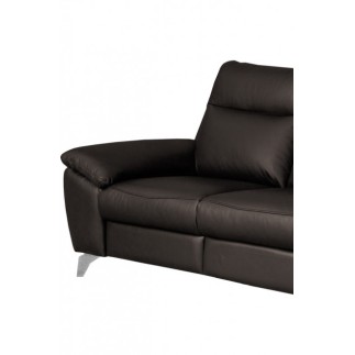 Canapé taille 3 places avec 2 relax en 100% tout cuir épais de luxe italien avec 2 relax électriques, PERINI, chocolat