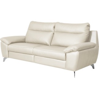 Canapé taille 3 places avec 2 relax en 100% tout cuir épais de luxe italien avec 2 relax électriques, PERINI, blanc cassé