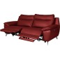 Canapé taille 3 places avec 2 relax en 100% tout cuir épais de luxe italien avec 2 relax électriques, PERINI, rouge foncé