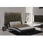 Lit en cuir italien de luxe NIGHTY, blanc / noir, 140x190