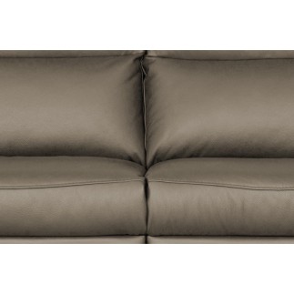 Canapé taille 3 places avec 2 relax en 100% tout cuir épais de luxe italien avec 2 relax électriques, PERINI, couleur taupe