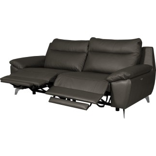 Canapé taille 2 places avec 2 relax en 100% tout cuir épais de luxe italien avec 2 relax électriques, PERINI, anthracite