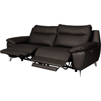 Canapé taille 2 places avec 2 relax en 100% tout cuir épais de luxe italien avec 2 relax électriques, PERINI, chocolat