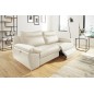 Canapé taille 2 places avec 2 relax en 100% tout cuir épais de luxe italien avec 2 relax électriques, PERINI, blanc cassé
