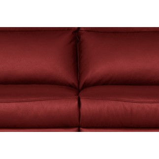 Canapé taille 2 places avec 2 relax en 100% tout cuir épais de luxe italien avec 2 relax électriques, PERINI, rouge foncé