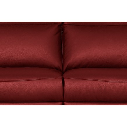 Canapé taille 2 places avec 2 relax en 100% tout cuir épais de luxe italien avec 2 relax électriques, PERINI, rouge foncé