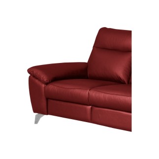 Canapé taille 2 places avec 2 relax en 100% tout cuir épais de luxe italien avec 2 relax électriques, PERINI, rouge foncé