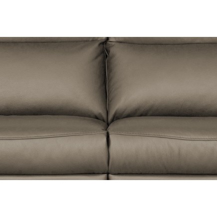 Canapé taille 2 places avec 2 relax en 100% tout cuir épais de luxe italien avec 2 relax électriques, PERINI, taupe