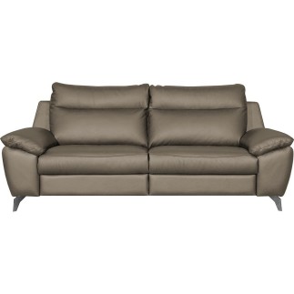 Canapé taille 2 places avec 2 relax en 100% tout cuir épais de luxe italien avec 2 relax électriques, PERINI, taupe